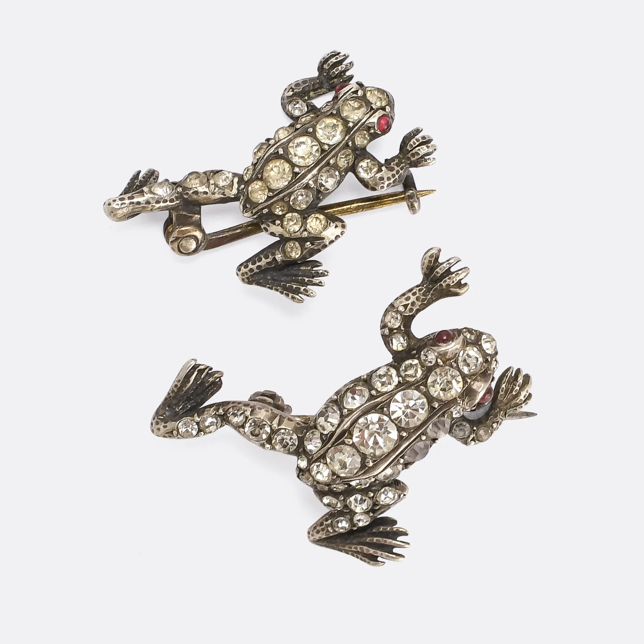 Victorian "Mummy & Baby Frog" Brooches