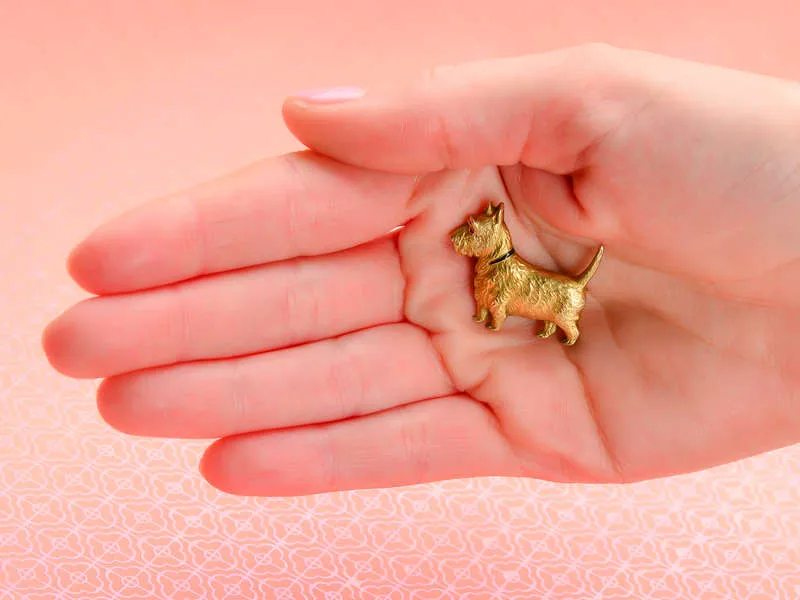 Vintage Sloan & Co. Gold Scottie Dog Brooch