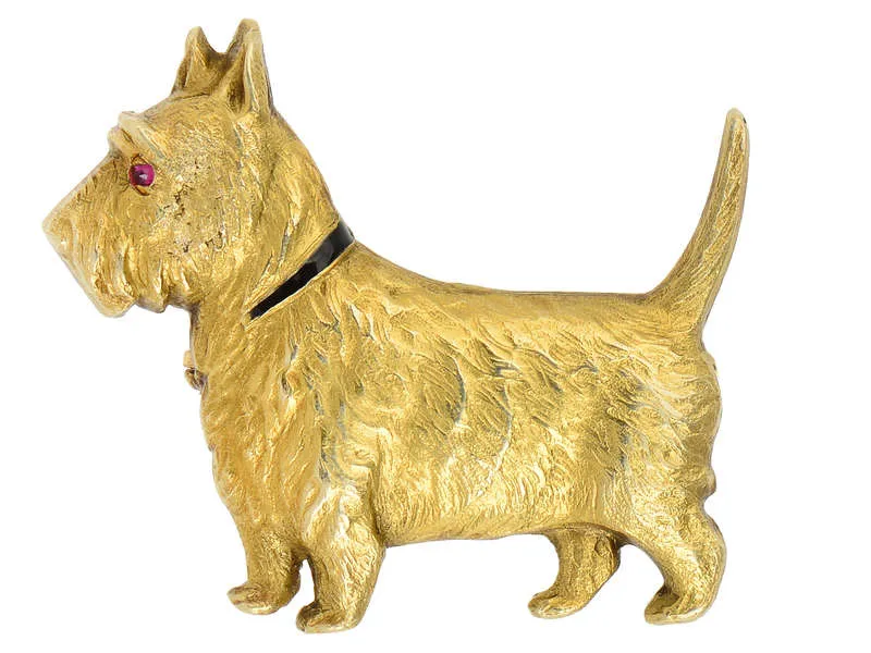 Vintage Sloan & Co. Gold Scottie Dog Brooch