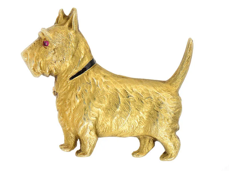 Vintage Sloan & Co. Gold Scottie Dog Brooch