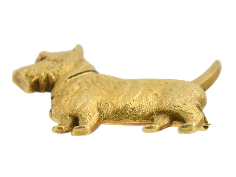 Vintage Sloan & Co. Gold Scottie Dog Brooch