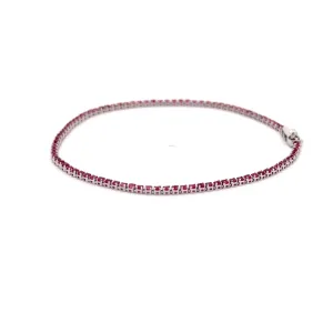 WD1204 18Kt Gold Hot Pink Sapphire Tennis Bracelet