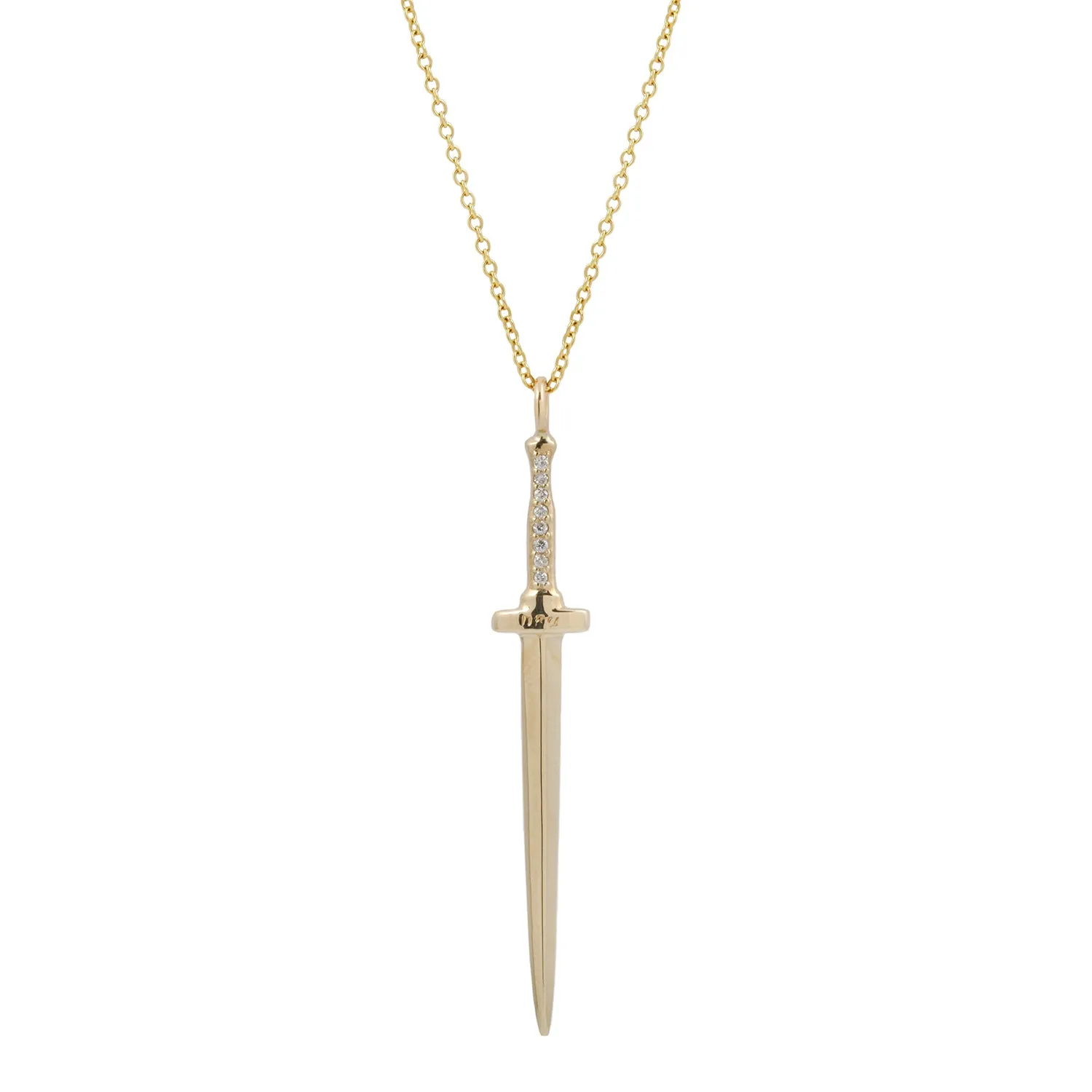 White Diamond Large Dagger Pendant Necklace