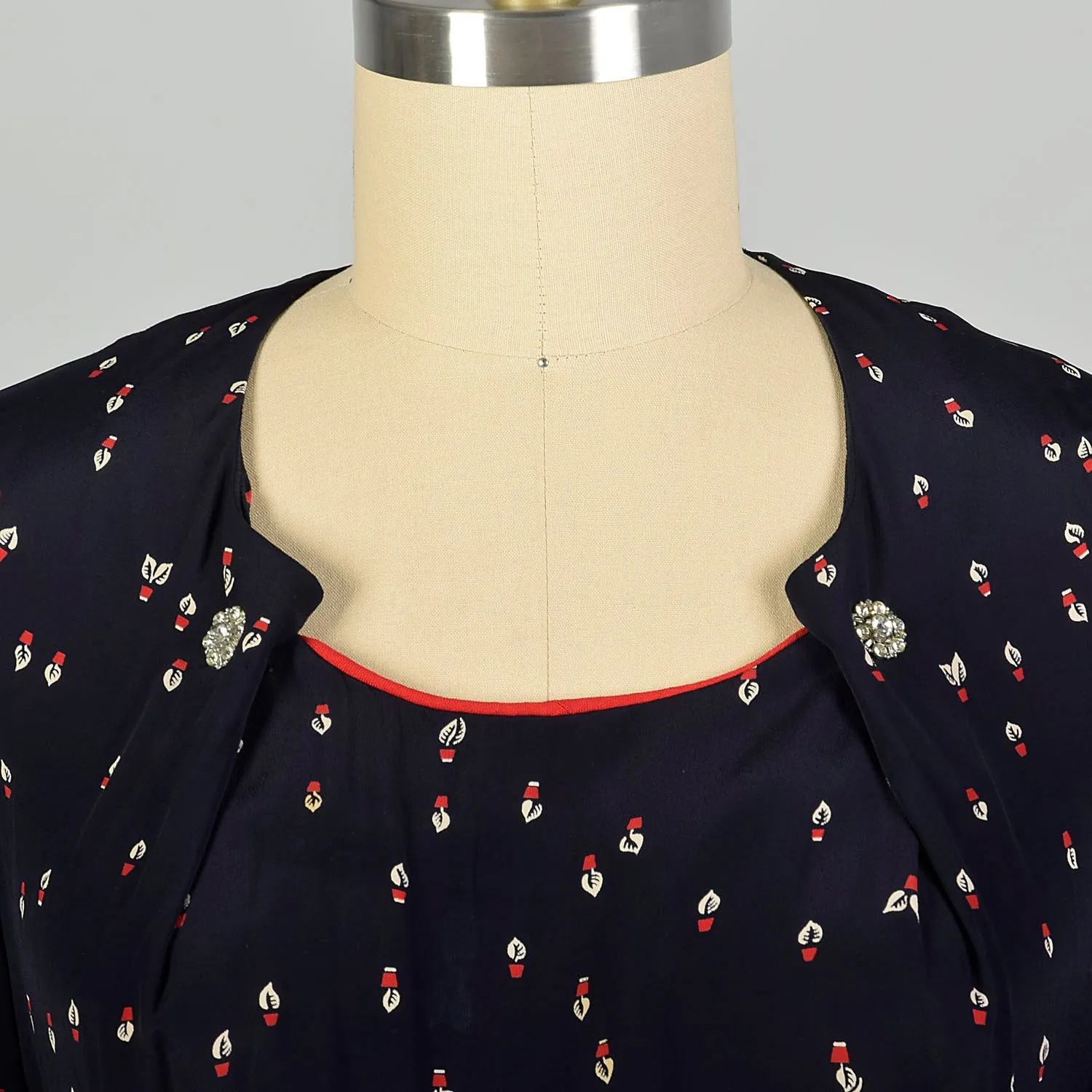 XL 1950s Dress Novelty Flower Print Navy Casual Summer Dress