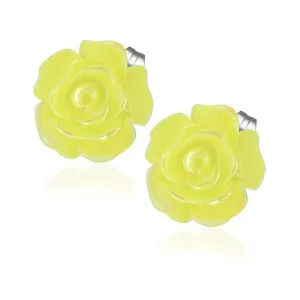 Yellow Rose Stud Stainless Steel 316 Earrings for Woman