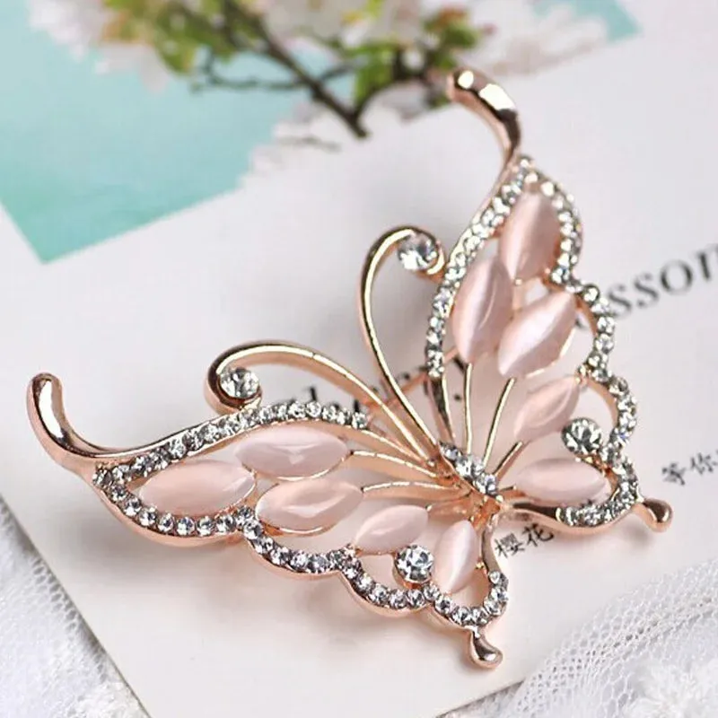 zlxgirl Gold color Butterfly Brooches Pins Accessories Fashion Women Rhinestone Brooch pins Best Bridal Jewelry Party Gifts